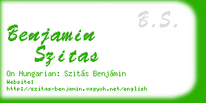 benjamin szitas business card
